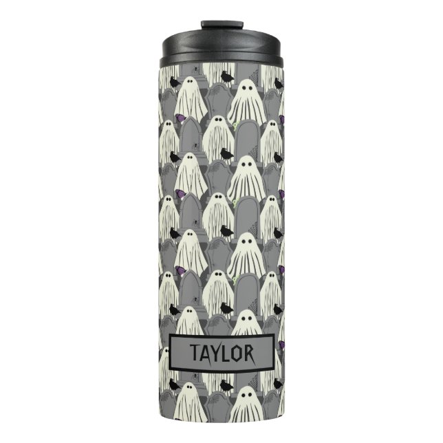 Termo Fantasmas espeluznantes y lápidas Halloween (Anverso)