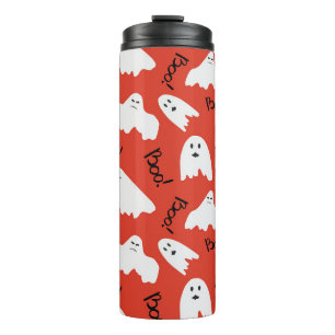 Termo Fantasmas rojos: Patrón de cosecha de Halloween