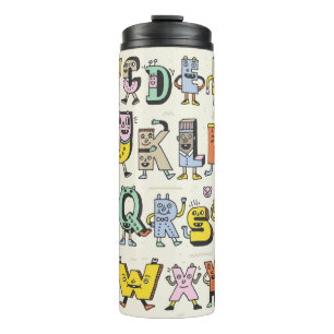 Termo Fantástico Alfabeto Gracioso. Letras Doodle Wacky