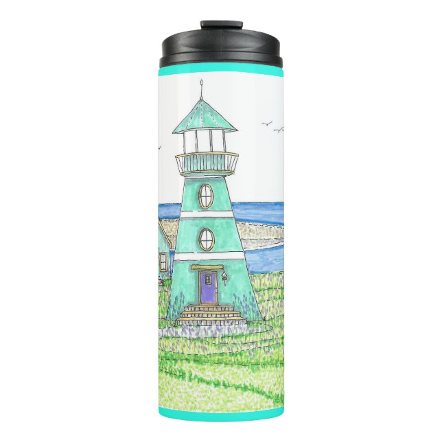 Termo Faro de verano 3; Tumbler térmico; Aqua brillante (Anverso)