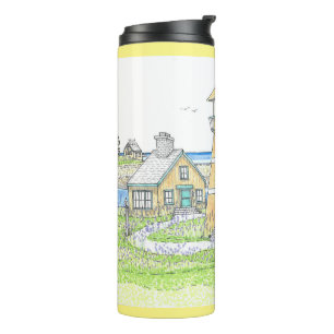 Termo Faro de verano 4; Tumbler térmico; amarillo