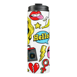 Termo Fashion patch badges with woman, lips, tape record