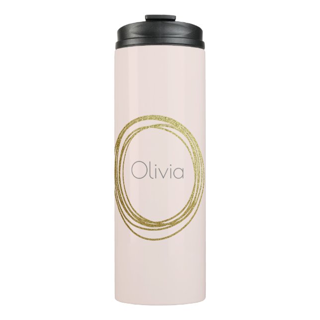Termo Faux Gold Abstract Circle Design con nombre (Anverso)