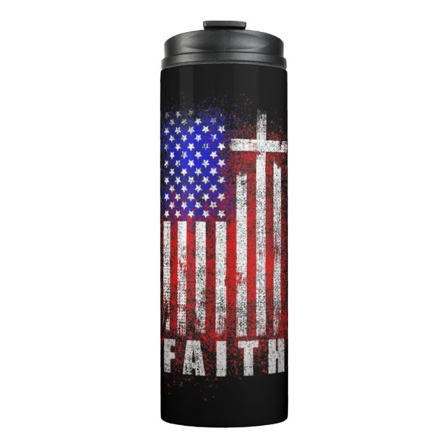 Termo Fe Cristiana Patriótica Amor Jesús Bandera America (Anverso)