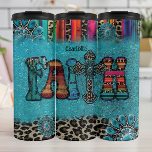 Termo Fe: Turquesa, Leopardo, con estampado