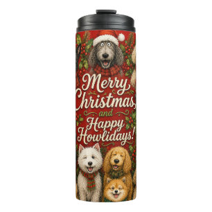 Termo Felices días festivos con adorables perros, Feliz 