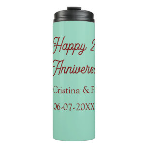 Termo Feliz 25 aniversario boho pastel verde malva retr