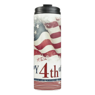 Termo Feliz 4 de julio - Diseño Vintage Bandera American