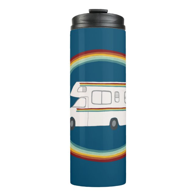 Termo Feliz Camper Rainbows RV Whimsical Motorhome RVing (Anverso)