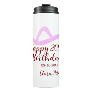 Termo Feliz cumpleaños 20 nombre de niña vaquera rosa fe