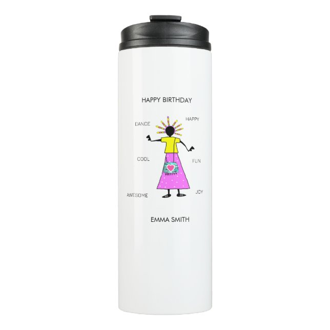 Termo Feliz cumpleaños, increíble danza Chica (Anverso)