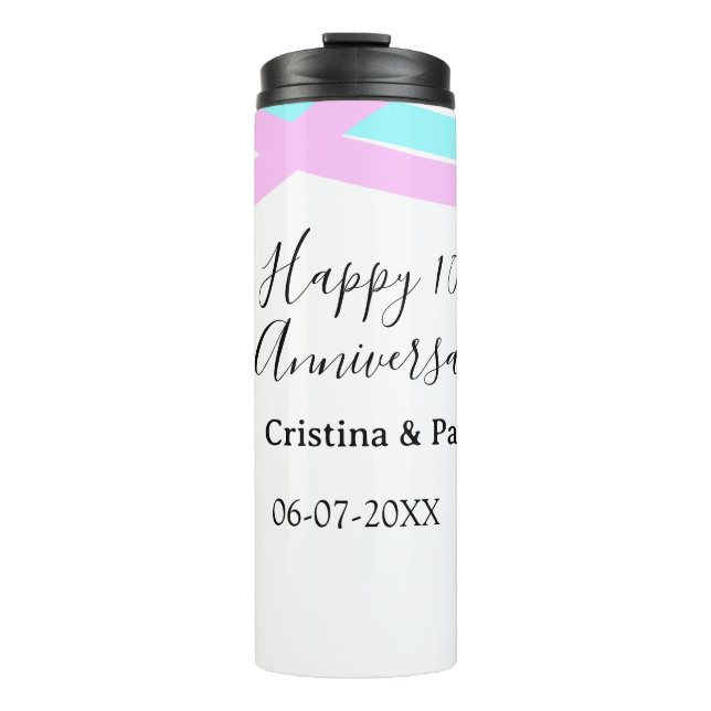 Termo Feliz décimo aniversario nombre de boda minimalist (Anverso)