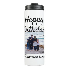 Termo Feliz día de cumpleaños foto familia nombre clase 