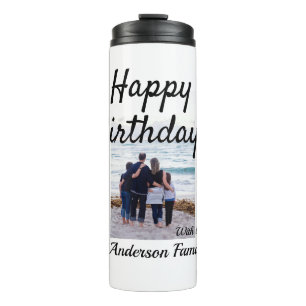 Termo Feliz día de cumpleaños foto familia nombre clase 