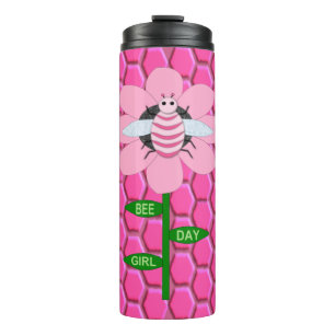 Termo Feliz Día de la Abeja Chica Pink Birthday Bumblebe