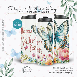Termo Feliz Día de la Madre Mariposas y Flores