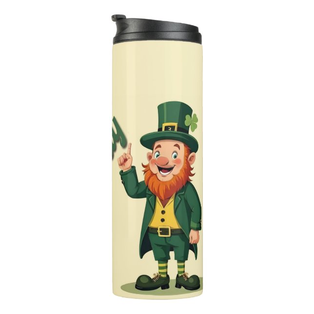 Termo Feliz día de San Patricio, adorable leprechaun (Rotado hacia la derecha)