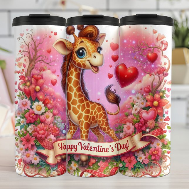 Termo Feliz Día de San Valentín Giraffe Floral Wrap (Subido por el creador)
