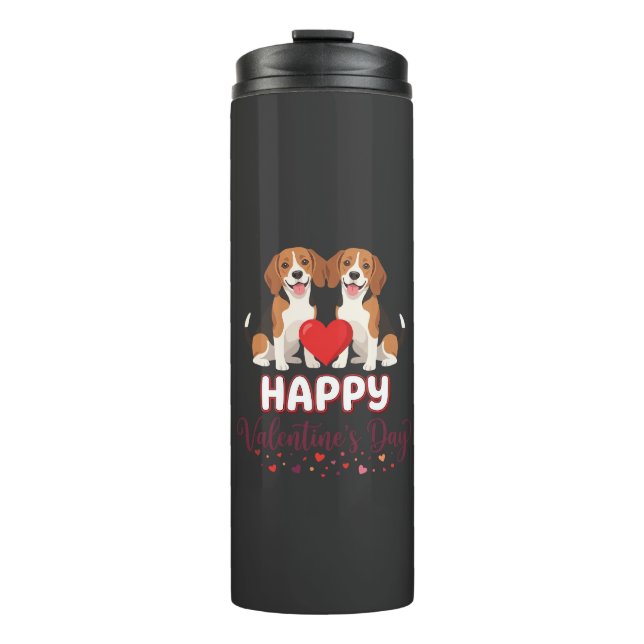 Termo Feliz día de San Valentín pareja de Beagle (Anverso)