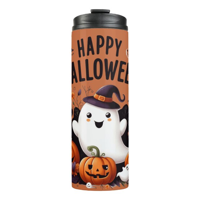 Termo Feliz festival de arte de Halloween con fantasmas  (Anverso)