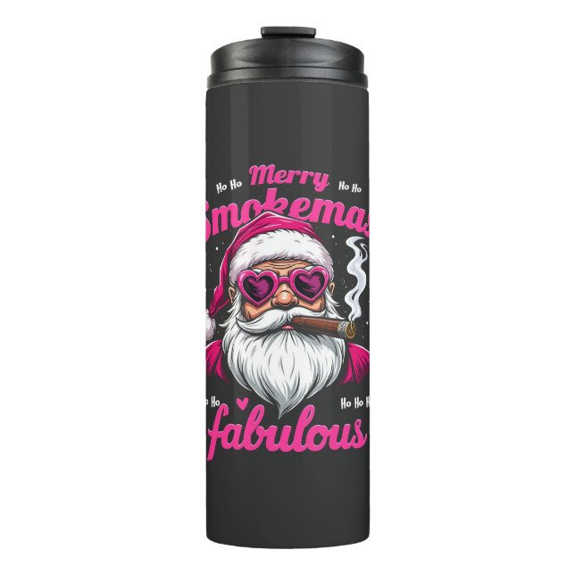 Termo Feliz fiesta de los fumadores en Santa con un gran (Anverso)