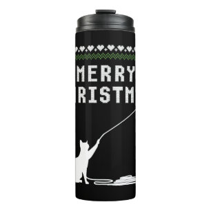 Termo Feliz gato navideño suéter feo