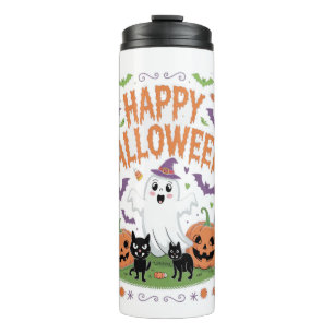 Termo Feliz Halloween 2025 Ghost Scary Pumpkin