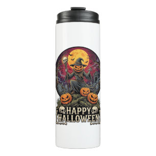 Termo Feliz Halloween Calabaza Brujo Cementerio Luna Lle