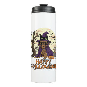 Termo Feliz Halloween Pug Sombrero de Bruja Caldero Cala