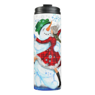 Termo Feliz hombre de nieve y Chica Fiesta de Navidades