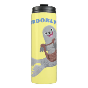 Termo Feliz ilustracion de personalizado de foca de arpa