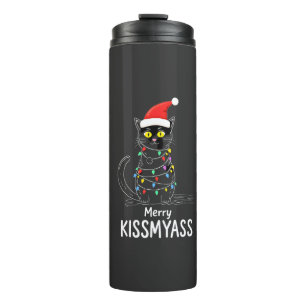 Termo Feliz Kissmyass Gato Divertido Luces de Navidad Pr