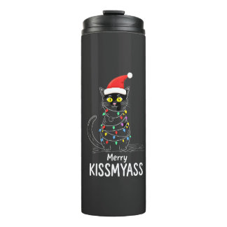 Termo Feliz Kissmyass Gato Divertido Luces de Navidad Pr