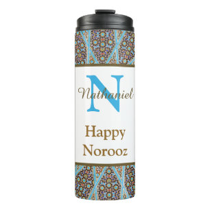 Termo Feliz Monograma del Año Nuevo persa inicial