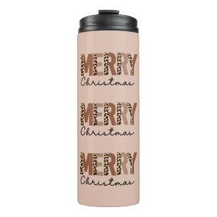 Termo "Feliz Navidad" Bloque de color moderno Leopard Bo