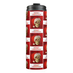 Termo Feliz Navidad. Calavera con sombrero de Santa