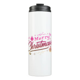 Termo Feliz Navidad Diseño festivo Rosa Rojo