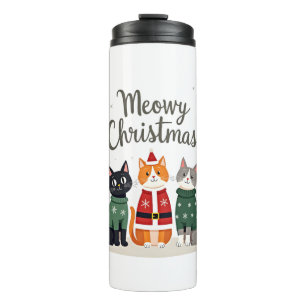 Termo Feliz Navidad divertido gato Navidad vacaciones Xm