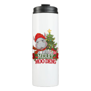 Termo Feliz Navidad Moo Deng Navidades Baby Hippo Sant