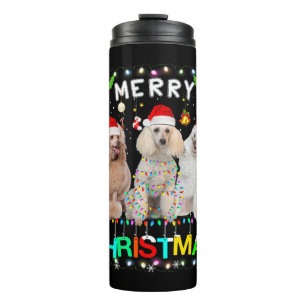 Termo Feliz Navidad Poodle Shirt Santa Hat enciende Navi