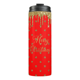 Termo Feliz Navidad - purpurina rojo