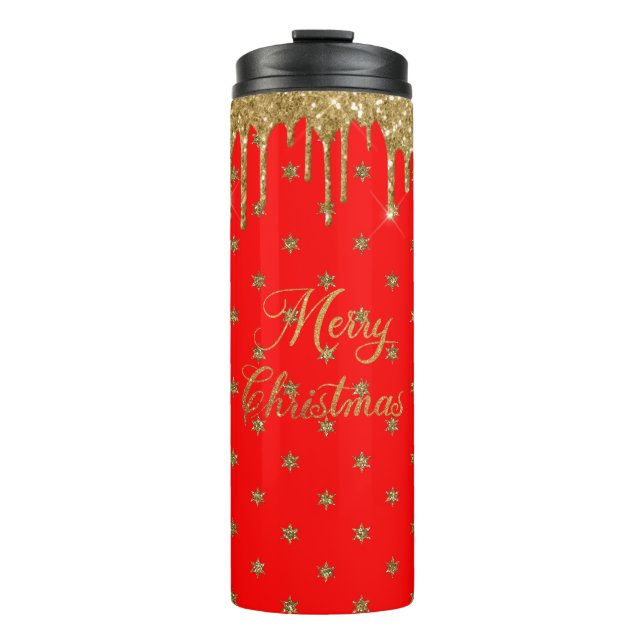 Termo Feliz Navidad - purpurina rojo (Anverso)