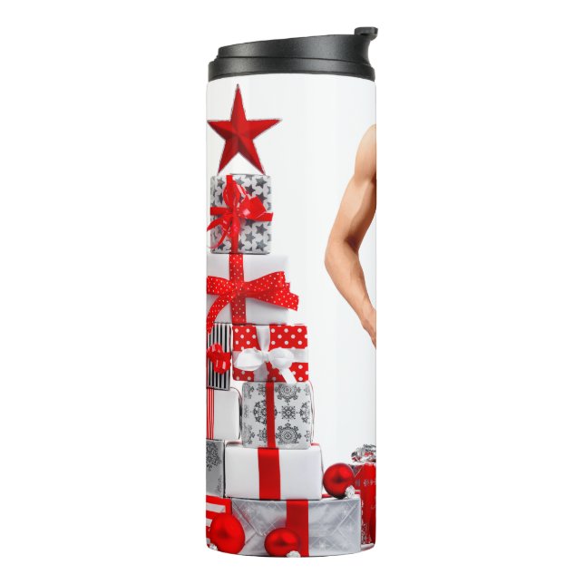 Termo Feliz Navidad SlipperyJoe regalo de plata blanca r (Rotado hacia la izquierda)