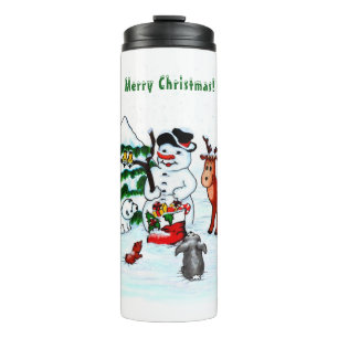 Termo ¡Feliz Navidad! Snowman con sus amigos