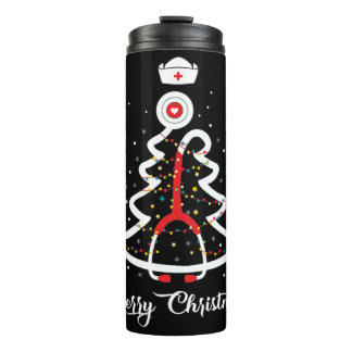 Termo Feliz Navidad Stethoscope Enfermera Árbol de Navid