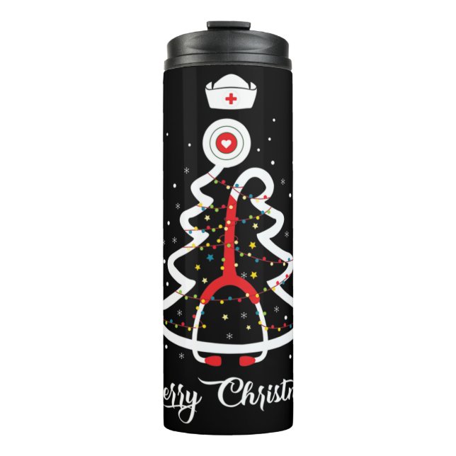 Termo Feliz Navidad Stethoscope Enfermera Árbol de Navid (Anverso)