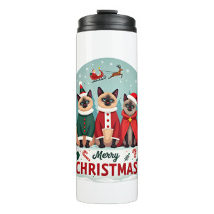 Termo Feliz Navidad Tres Santa Elfo Reno Siamés C