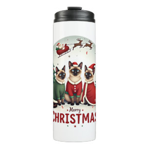 Termo Feliz Navidad Tres Santa Elfo Reno Siamés C