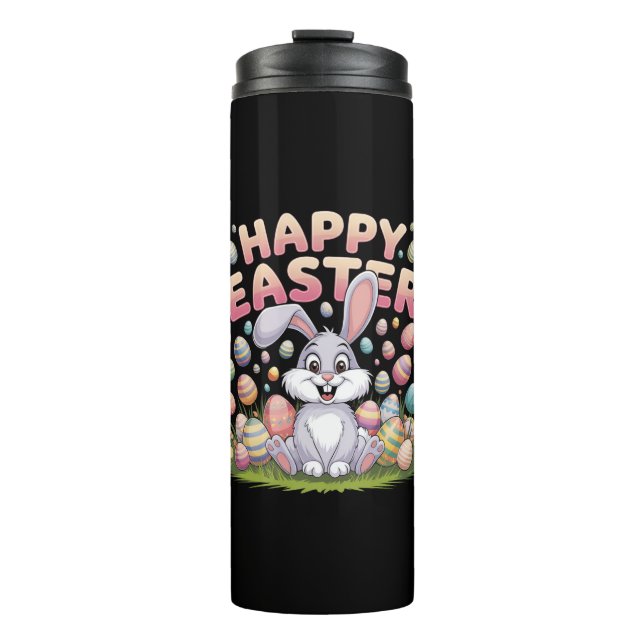 Termo Feliz Pascua 2025 Huevos Conejo Conejo Cute (Anverso)