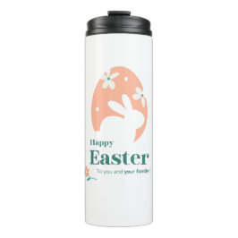 Termo Feliz Pascua – Diseño floral de conejo y huevo